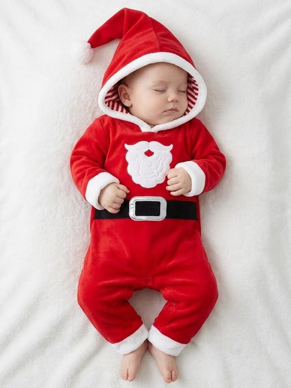 NEW Cat & Jack Infant Boys Hooded Santa Claus Outfit Jumpsuit One Piece NWT
